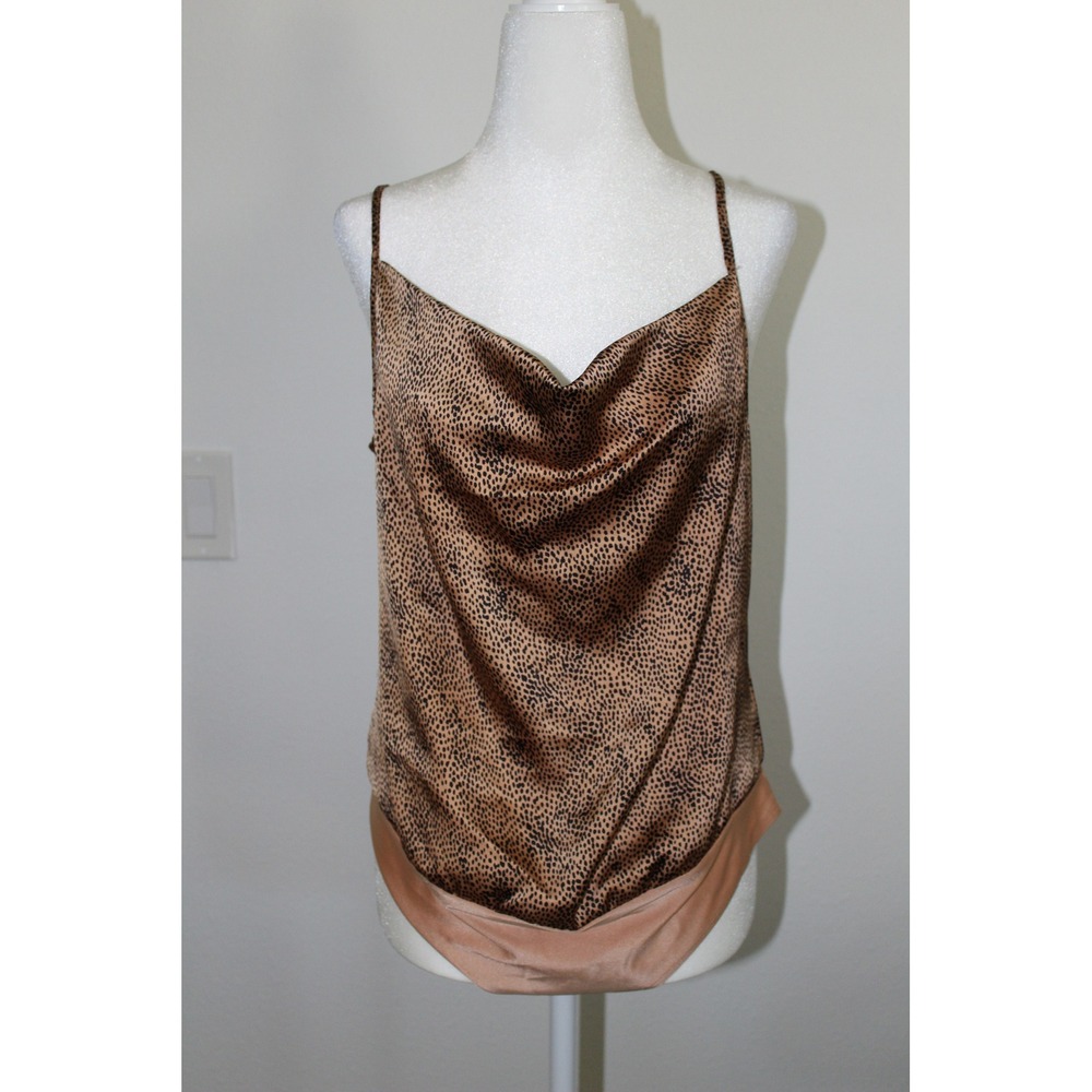 Sincerely Jules Leopard Print Cowl Neck Camisole Bodysuit Size L